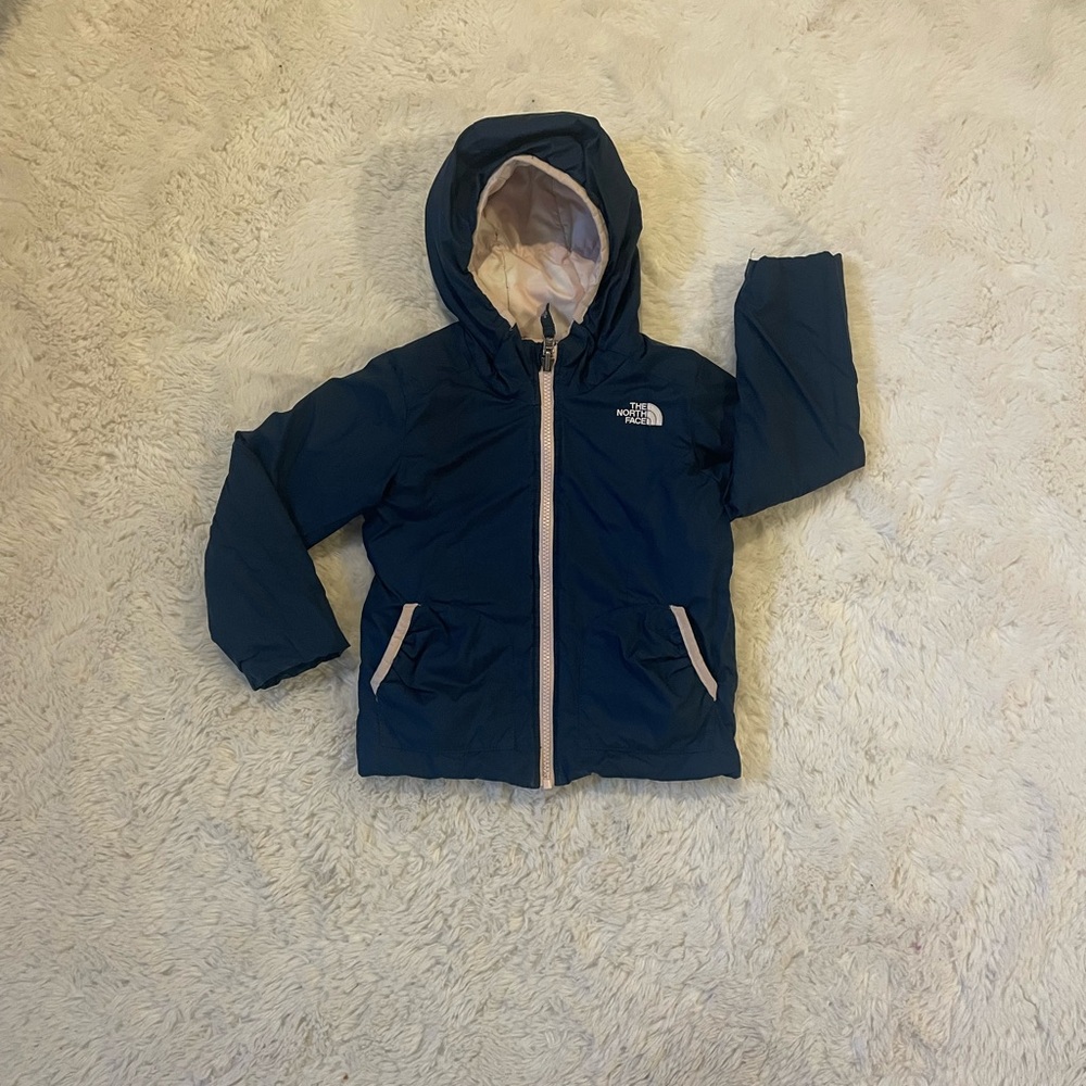 The North Face Girls Navy and Pink Reversible Hooded Jacket